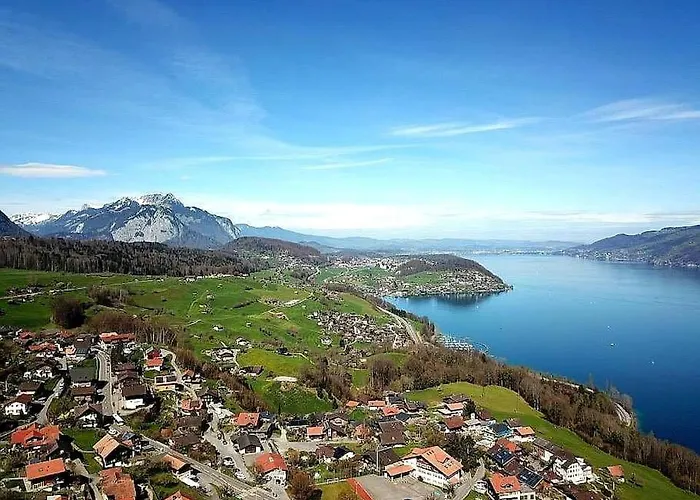 Traumblick Auf Den Thunersee Und Berge