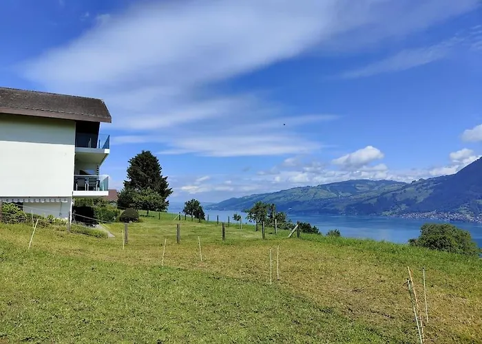 Traumblick Auf Den Thunersee Und Berge *