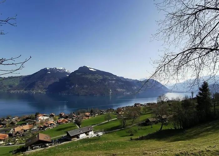 Traumblick Auf Den Thunersee Und Berge *